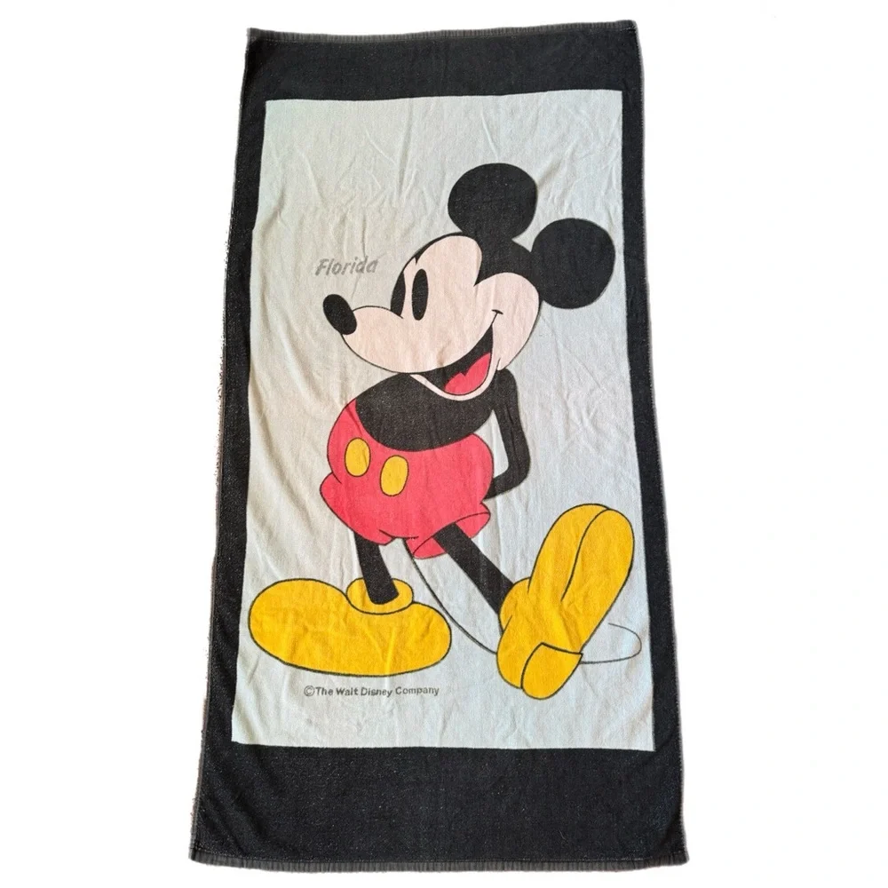 Vintage Walt Disney Florida Mickey Mouse Sherry Beach Towel 70s 80s